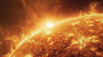 Capturing the fiery beauty of solar flares and prominences in close-up photography photo