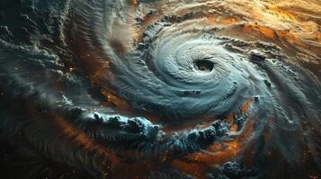 A satellite view revealing the vast power and swirling fury of a storm photo