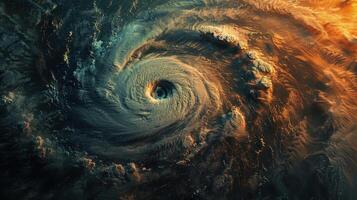 The dramatic motion of a massive cyclone captured in an aerial view photo