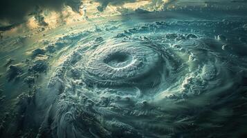 A captivating top-down view of a colossal storm swirling in shadow photo