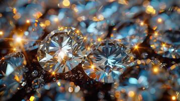 The dazzling beauty of a diamond stack highlighted in close-up photography photo