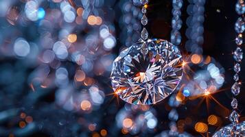 A mesmerizing view of clear crystals glowing gracefully on a dark background photo