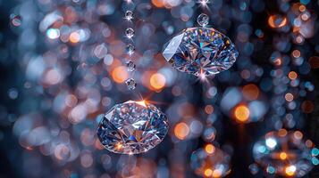 The brilliance of diamond-shaped crystals highlighted on a dark background photo