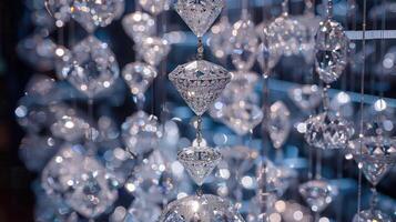 Radiant crystals dangling beautifully with a softly blurred background photo