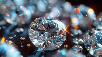 Glittering diamonds captured beautifully with a soft bokeh background photo