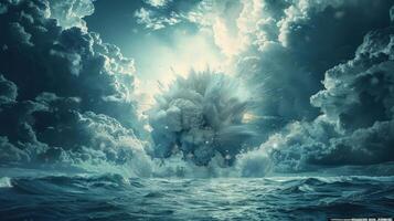 An oceanic catastrophe fueled by the raw force of an atomic bomb blast photo