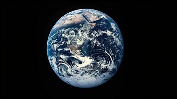 A celestial view highlighting Earth's brilliance against the cosmic void photo