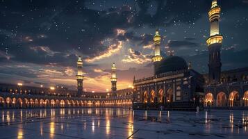 Twilight Serenity Gracing the Nabawi Mosque in Medina photo