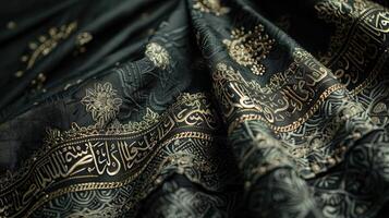 Detailed Fabric Patterns of the Kiswah Covering the Kaaba photo