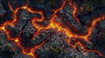 Stunning Bird's Eye Angle Showcasing Fiery Lava Flow photo