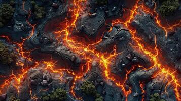 Overhead Scene of Magma River Illuminating Volcanic Splendor photo
