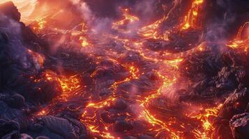A Magnificent Lava Stream Reflecting Nature's Fiery Beauty photo