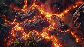 Fiery River of Lava Captured in a Stunning Aerial Volcanic View photo
