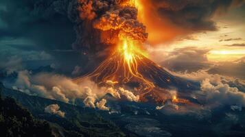 Intense Volcanic Eruption Showcasing Nature's Unstoppable Force photo