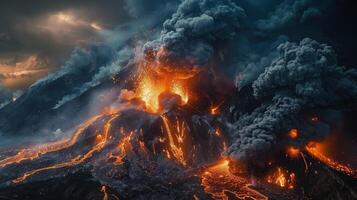 Volcanic Tempest Capturing the Immense Power of a Fiery Eruption photo