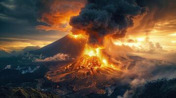Fiery Cataclysm Capturing the Intense Power of a Volcanic Eruption photo
