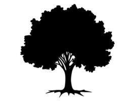 Silhouette Trees and root with leaves symbol simple style. vector