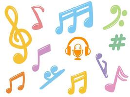Set colorful of music notes symbol. vector