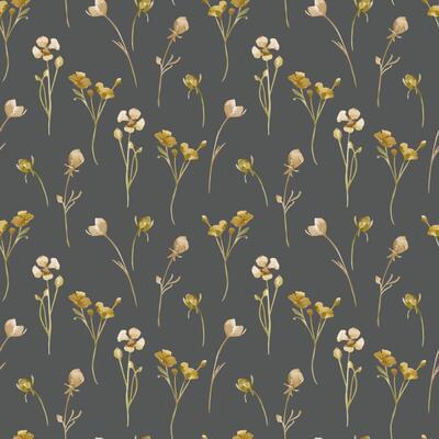 Simple flowers herbs watercolor seamless texture isolated. Floral pattern in natural sand tones. Little buds and petals hand painted on repeated background for design textile, packaging
