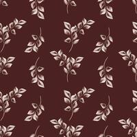 Branches and leaves in burgundy tones watercolor on seamless pattern isolated. Repeating botanical elements hand drawn. The simple and elegant design in vintage style for textile, package, backdrop. vector