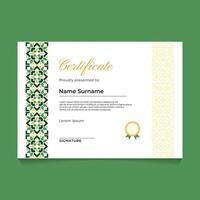 Certificate Template Design with Oriental Geometric Mandala Ornament Border with Stroke Motif vector