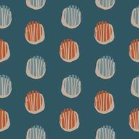 Seamless abstract geometric pattern with hand-drawn circles and vertical stripes in red and blue on dark blue background, modern artistic textile design, contemporary minimalistic digital square vector