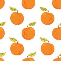Peach Seamless Pattern with Kawaii Style Summer Fruits vector