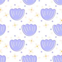 Minimalist lavender flower pattern with soft cream blossoms and polka dots vector
