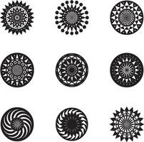 Modern Geometric Radial Patterns with Repeating Elements vector