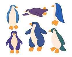 Illustration of a set of penguins on a white background. vector