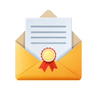 Email envelope with certificate icon digital communication graphic design modern office environment informative viewpoint png