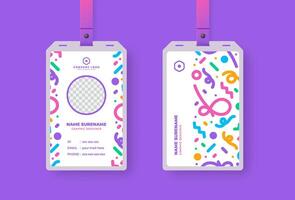 Modern ID Card Design featuring a circular photo frame. Clean layout with simple details for name, position, and contact information. Perfect for office, events, or corporate identity. vector