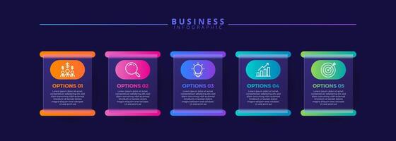 Infographic label design template featuring icons and five distinct steps vector