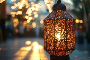 A decorative lamp with a golden design on it photo