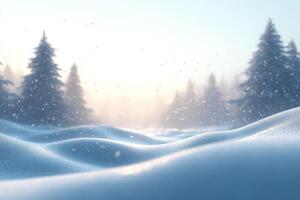 Winter landscape with snow and trees photo