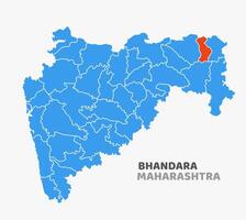 Bhandara District Map Highlighted in Red vector