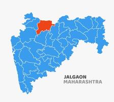 map with Jalgaon district highlighted in Maharashtra, India vector