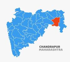 Chandrapur District Map Highlighted in Red vector