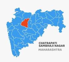 map with Chatrapati Sambhaji Nagar district highlighted in Maharashtra, India vector