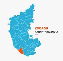 Kodagu District Highlighted on Karnataka State Map vector