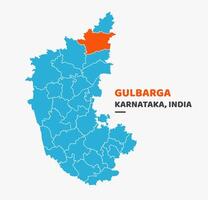 Gulbarga District Highlighted on Karnataka State Map vector
