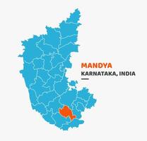Mandya District Highlighted on Karnataka State Map vector
