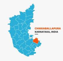 Chikkaballapura District Highlighted on Karnataka map vector