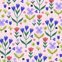 Simple seamless pattern with different flowers. graphics vector