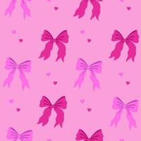 Seamless pattern with pink bows and hearts. graphics. vector