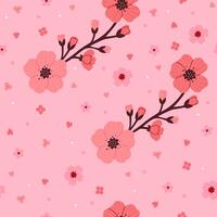 Seamless pink pattern with spring cherry blossom. graphics. vector