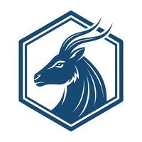 Goat's head in a bold blue shape vector