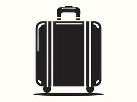 Black Suitcase Icon with Handle Silhouette vector