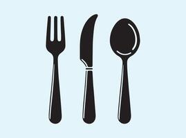 Cutlery Set Silhouette in Solid vector