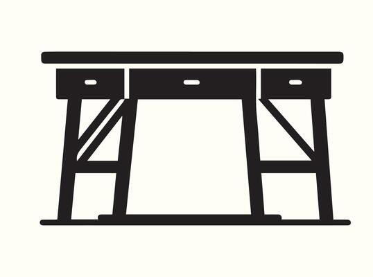 Modern Desk Silhouette in Solid Black